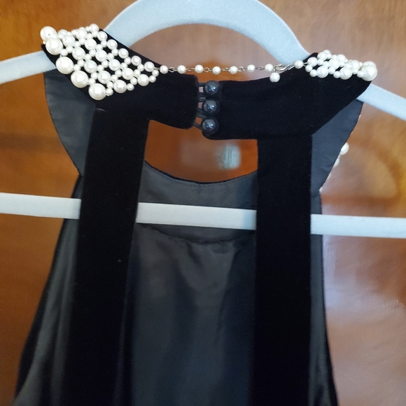 Vintage Little Black Dress with Pearl Collar Size 8 - Picture 3 of 9